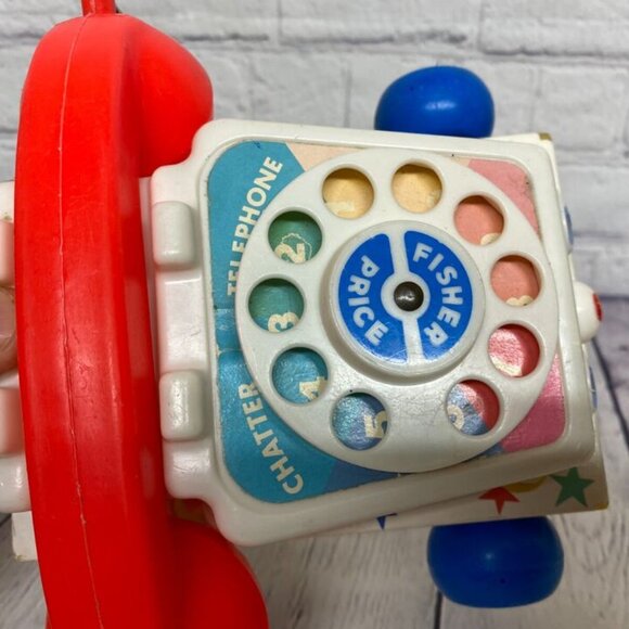 Vintage Fisher Price Pull Toy 1985 Chatter Phone 747 Telephone Moving Eyes Works - Picture 5 of 8
